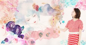 透明水彩で描く美人画 宍戸留美さんコラボポストカード